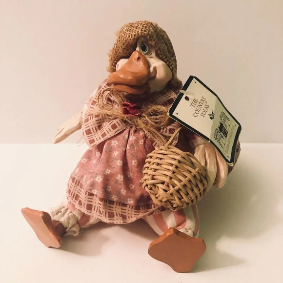 Vintage Russ Berrie Country Folks Duck Kathleen  Kelly Ceramic Bean Bag Duck - Picture 12 of 14